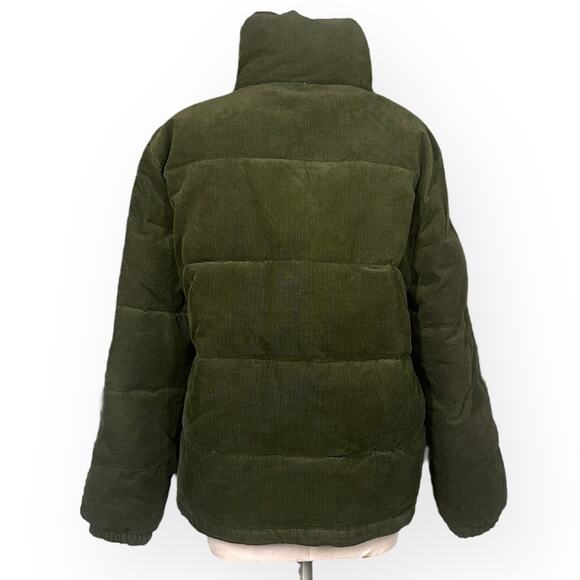 LEVI'S Corduroy Puffer Jacket Gorpcore Skateboard Relaxed Green Zip Up Mockneck - Picture 8 of 13